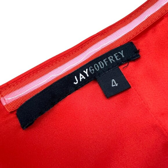 Jay Godfrey Tama Strapless Red-Orange Peplum Dress Size 4 - Picture 8 of 10